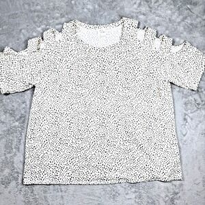 Ava James Leopard Print Ladder Strap Blouse Womens 2X Plus Size‎ Boxy Fit